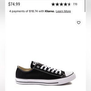 Black converse all star low top size 11 woman/ 9 mens